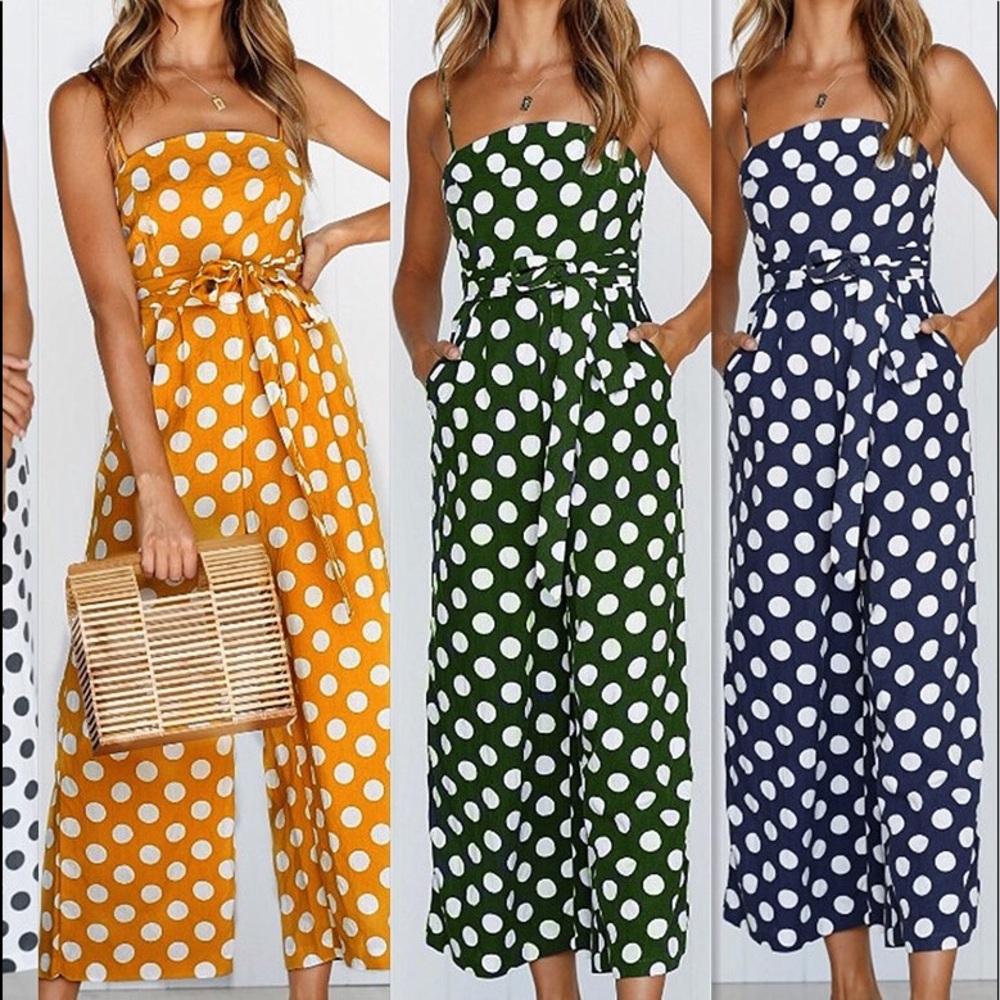 Blue polka dot jumper suite romper